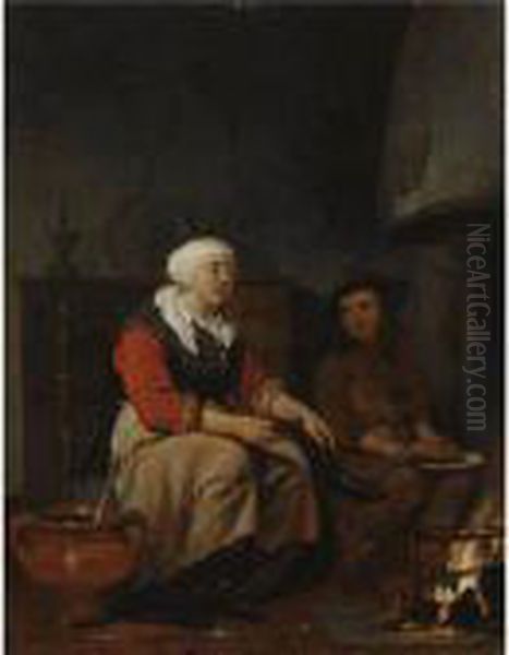 The Pancake Baker Oil Painting by Gabriel Metsu