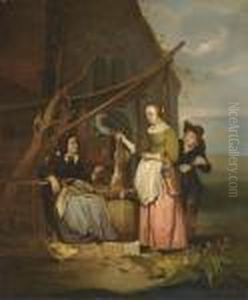 The Poultry Seller Oil Painting by Gabriel Metsu