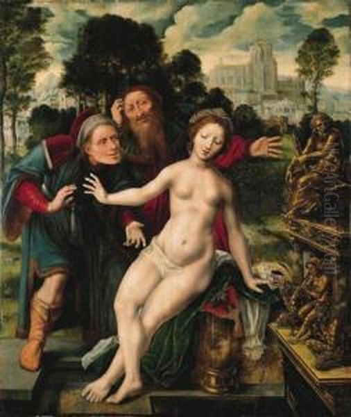 Susannah And The Elders Oil Painting by Jan Massys