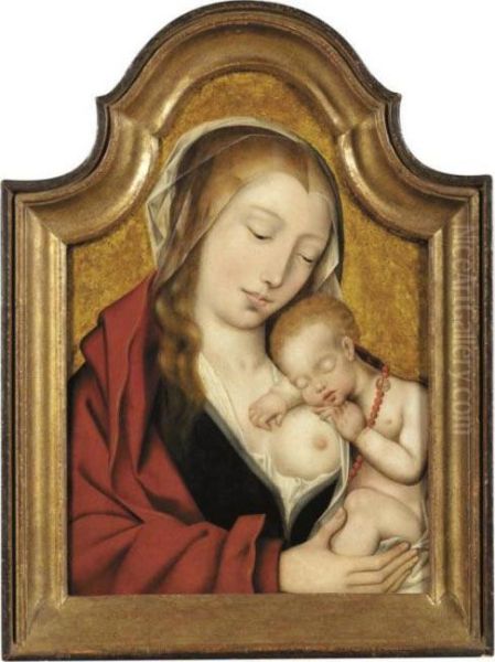 Virgin With The Sleeping Christ Child Oil Painting by Quinten Metsys