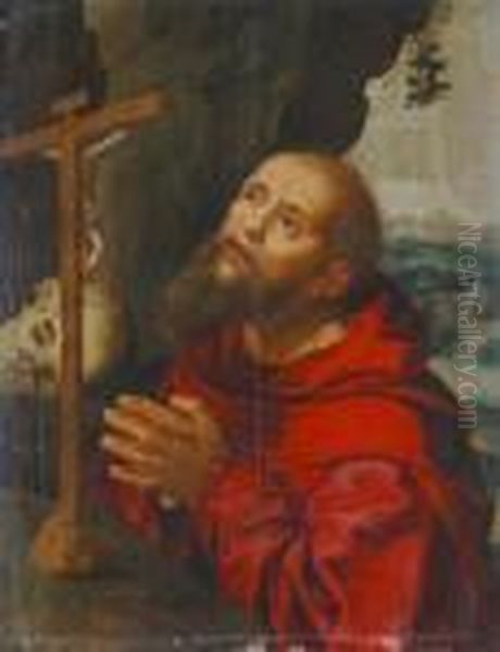 St. Jerome In Prayer Oil Painting by Quinten Metsys