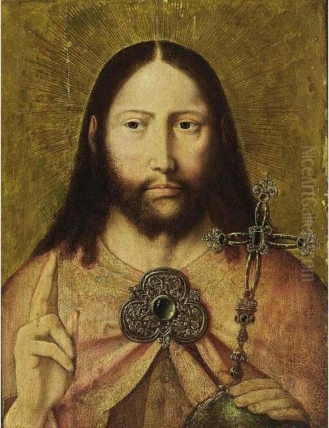 Christ As Salvator Mundi Oil Painting by Quinten Metsys