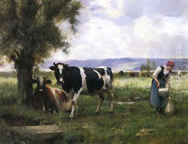 Milking Hour Oil Painting by Julien Dupre