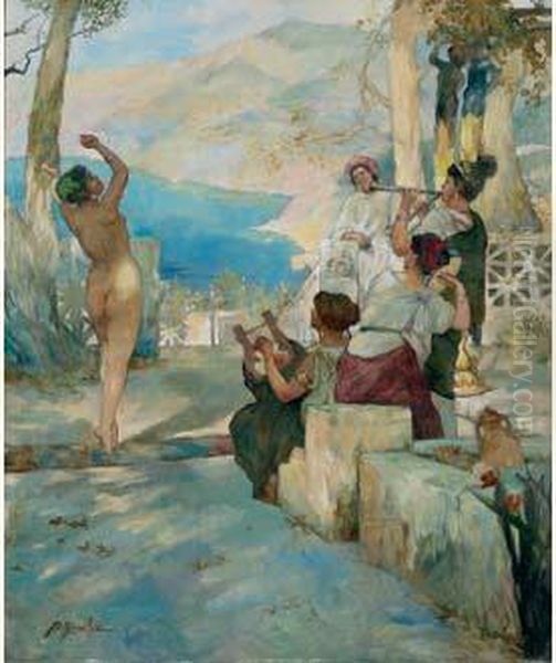 La Danse Oil Painting by Emile Pierre Metzmacher