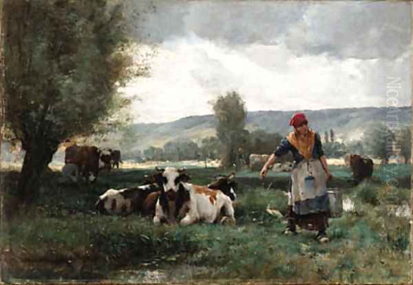 La Laitire (The Milk Maid) Oil Painting by Julien Dupre