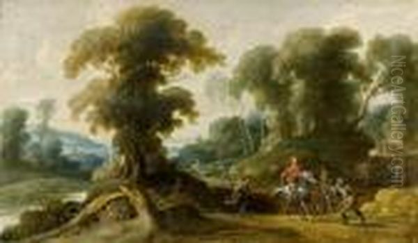 Landscape With Bandits Attacking Oil Painting by Pieter Meulenaer