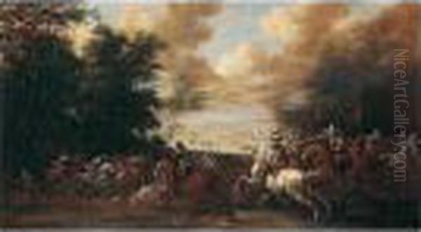 Cavalry Skirmish Oil Painting by Pieter Meulenaer