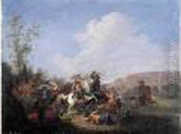 Choc De Cavalerie Oil Painting by Pieter Meulenaer