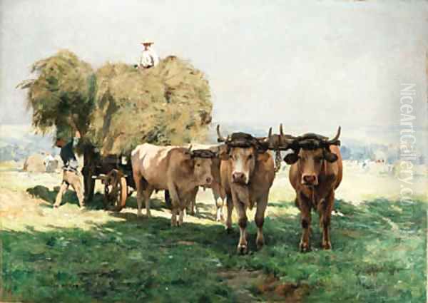 Loading the Hay Cart Oil Painting by Julien Dupre