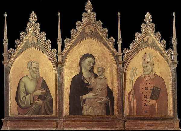 Madonna and Child with Sts Matthew and Nicholas 1328 Oil Painting by Bernardo Daddi