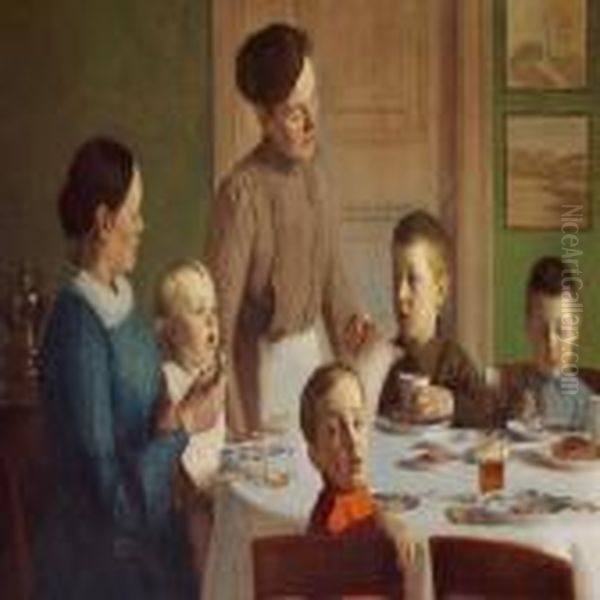 At The Lunch Tabel Oil Painting by Carl Vilhelm Meyer