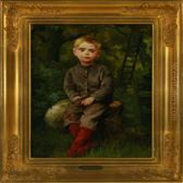 Portrait Of A Boy Oil Painting by Carl Vilhelm Meyer