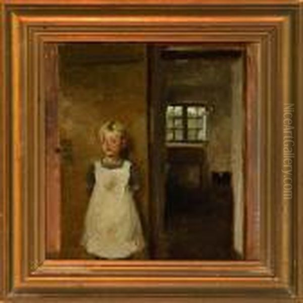 Little Girl At Adoorway Oil Painting by Carl Vilhelm Meyer