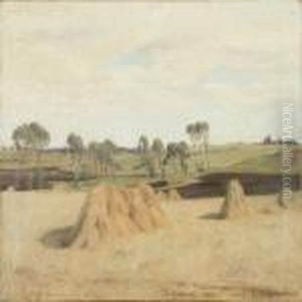 Harvest Scenery Oil Painting by Carl Vilhelm Meyer