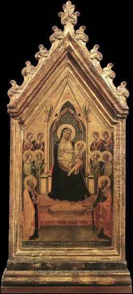 Madonna and Child Enthroned with Angels and Saints 1334 Oil Painting by Bernardo Daddi