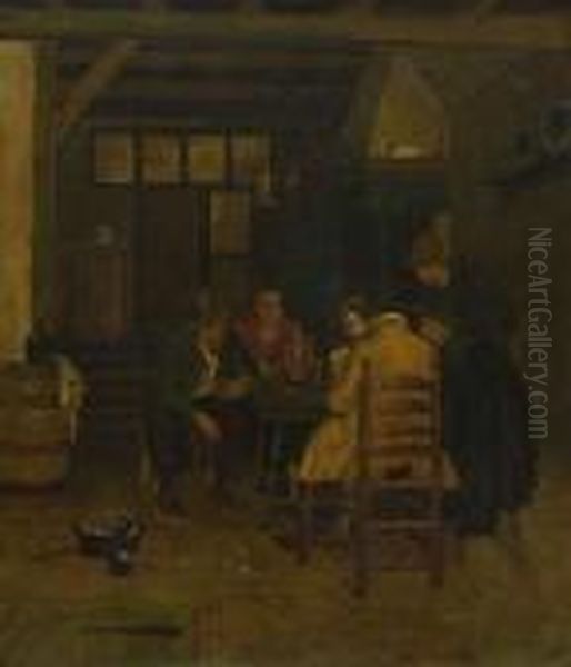 Kartenspieler In Der Wirtsstube Oil Painting by Claus Meyer