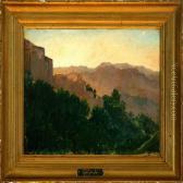 Italian Mountain Scenery At Sunset Oil Painting by Ernst Meyer