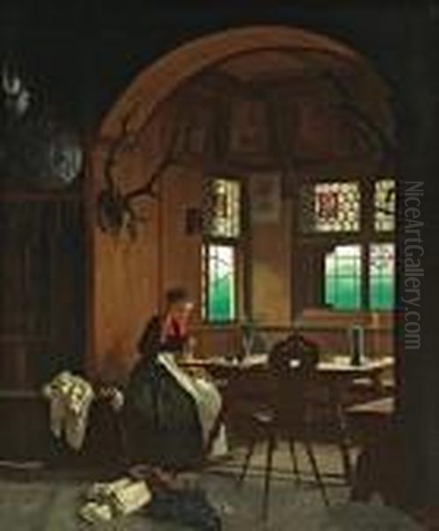 The Seamstress Oil Painting by Franz Eduard Meyerheim