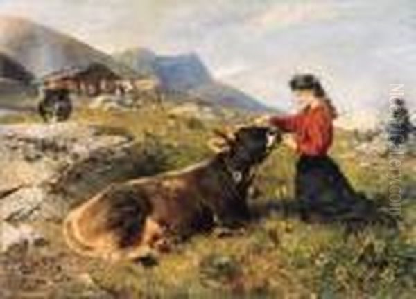 Sosta Al Pascolo 1892 Oil Painting by Paul Friedrich Meyerheim