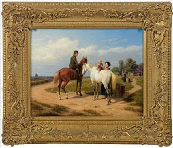 Erste Reitstunde Oil Painting by Wilhelm Alexander Meyerheim