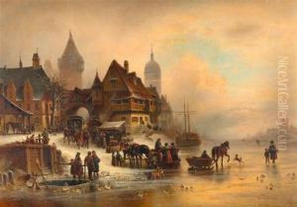 Fun On The Ice Oil Painting by Wilhelm Alexander Meyerheim