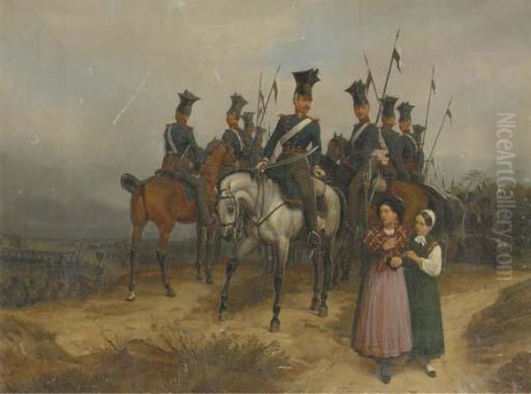 Prussian Soldiers Overseeing The Battlefield Oil Painting by Wilhelm Alexander Meyerheim