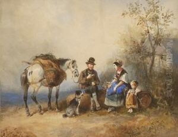 Rastende Bauernfamilie. Oil Painting by Wilhelm Alexander Meyerheim