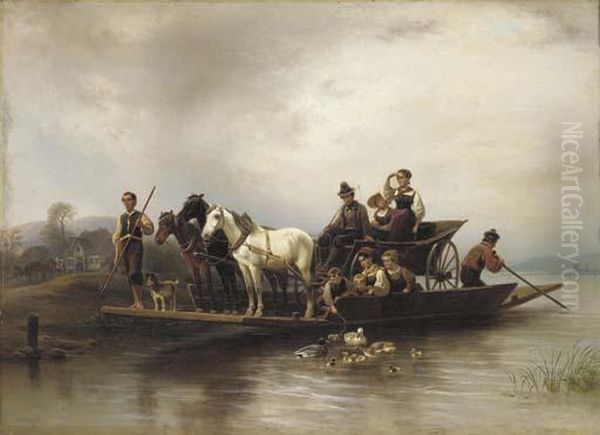 The Arrival Of The Ferry Oil Painting by Wilhelm Alexander Meyerheim