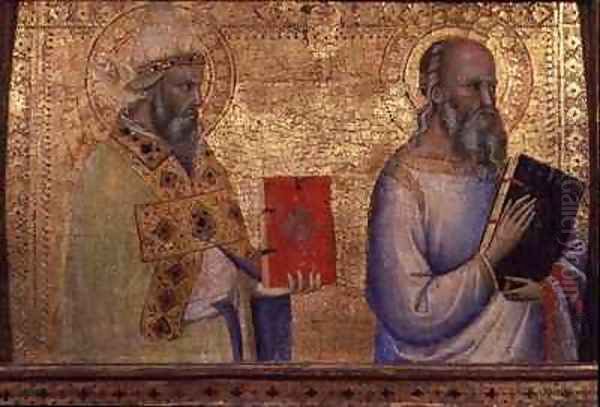 Saint Gregory the Great and unidentifiable saint Oil Painting by Bernardo Daddi