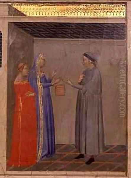 Predella panel depicting a scene from The Legend of the Sacred Girdle Oil Painting by Bernardo Daddi