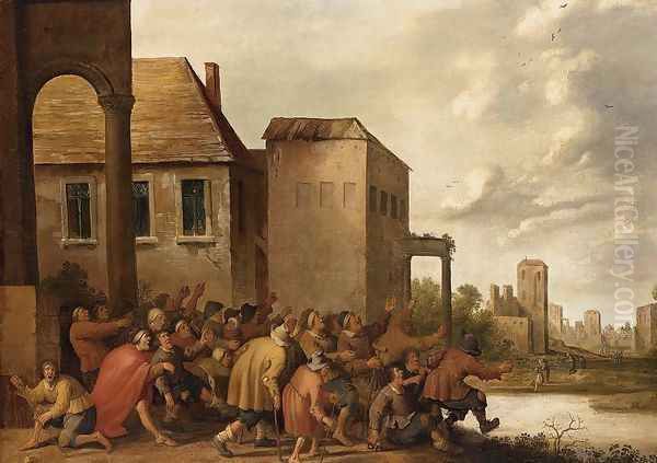 The Pool of Bethesda 1645 Oil Painting by Joost Cornelisz. Droochsloot