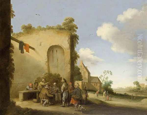 Village Street 1639 Oil Painting by Joost Cornelisz. Droochsloot