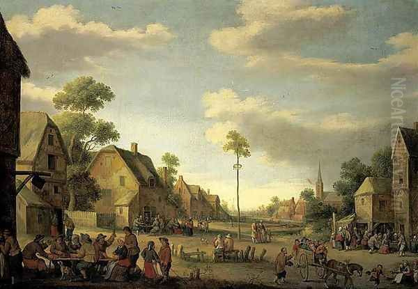 Village Street 1646 Oil Painting by Joost Cornelisz. Droochsloot