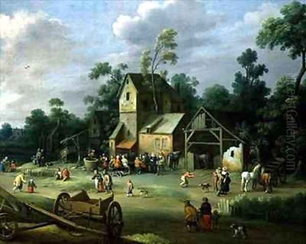 A Village Street Oil Painting by Joost Cornelisz. Droochsloot