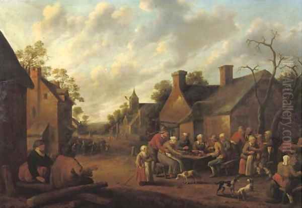 A peasant feast in a village Oil Painting by Joost Cornelisz. Droochsloot