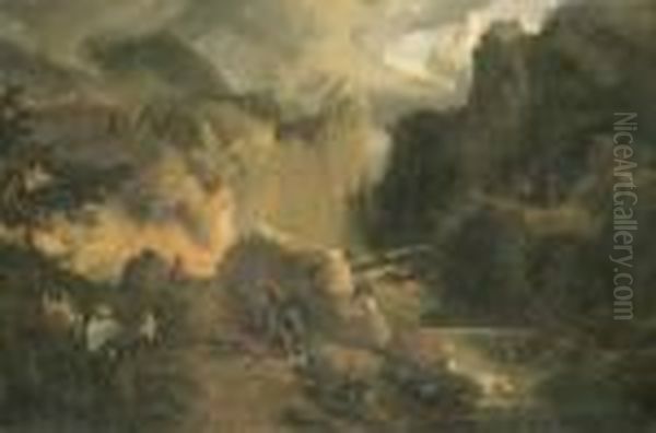 Roland And Oliver At The Battle Of Roncesvalles Oil Painting by Achille-Etna Michallon