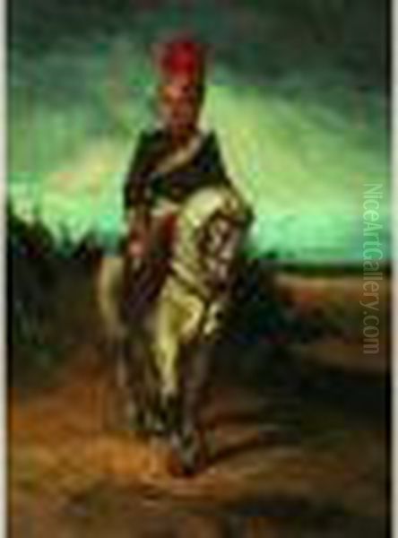 Un Carabinier A Cheval Oil Painting by Piotr Michalowski