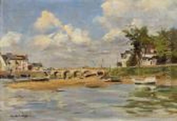 Le Pont De Deauville-trouville Oil Painting by Henri Michel-Levy