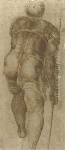 A Soldier With A Spear, Seen From Behind Oil Painting by Michelangelo