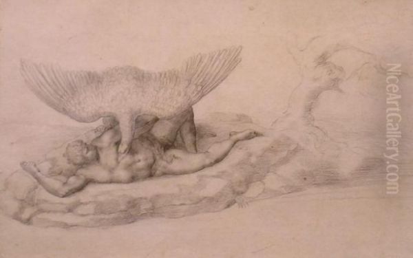 The Giant Tityus Having His Liver Eaten By A Vulture
Graphite On Paper Oil Painting by Michelangelo