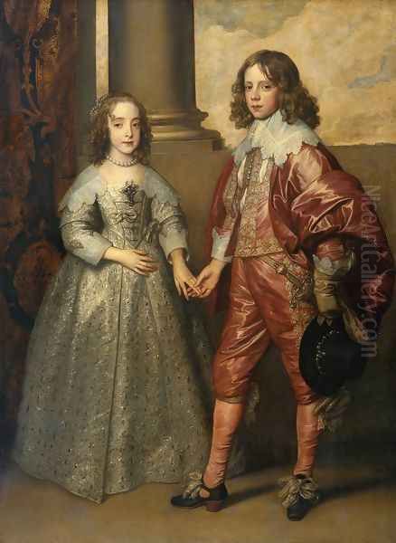 William II, Prince of Orange and Princess Henrietta Mary Stuart, daughter of Charles I of England Oil Painting by Sir Anthony Van Dyck