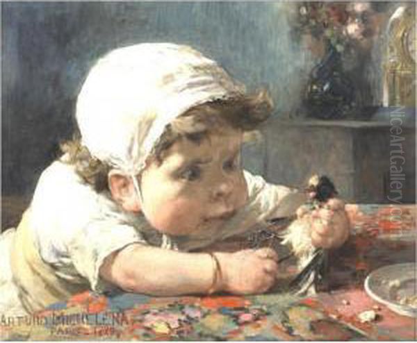 Nino Jugando Con Pajaro by Arturo Michelena