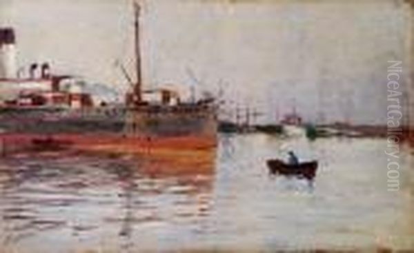 Barcone Nelporto Oil Painting by Guglielmo Micheli