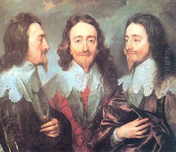 Charles I in Three Positions 1635-36 Oil Painting by Sir Anthony Van Dyck