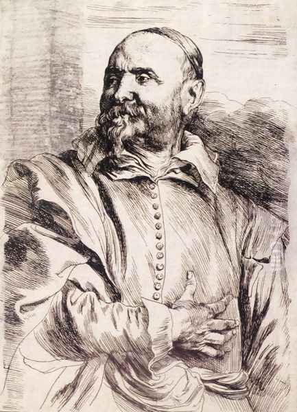 Etching portrait of Flemish painter Jan Snellinck Oil Painting by Sir Anthony Van Dyck