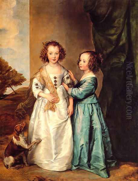 Philadelphia And Elizabeth Wharton Oil Painting by Sir Anthony Van Dyck