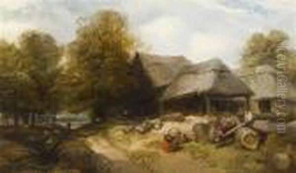 The Woodman's Yard Oil Painting by John Middleton