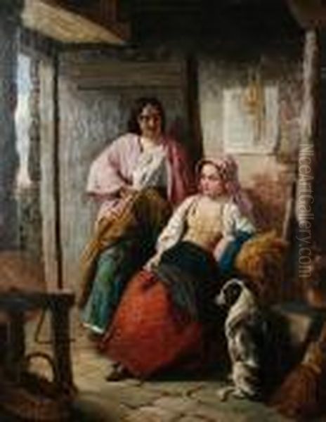 A Rest From The Daily Chores Oil Painting by William Henry Midwood