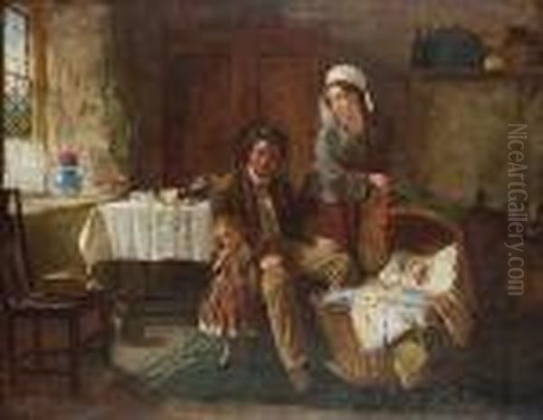 A Victorian Family Oil Painting by William Henry Midwood