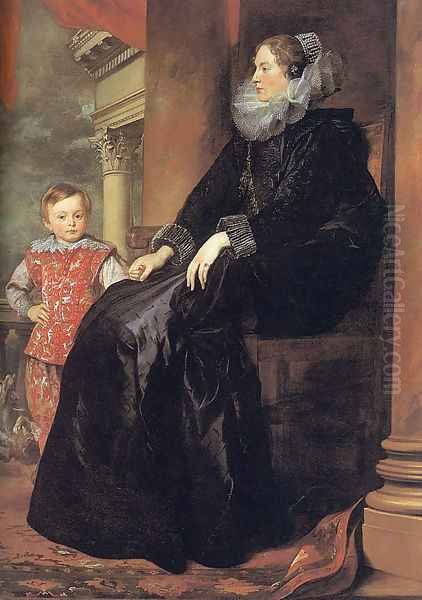 Genoese Noblewoman with her Son 1626 Oil Painting by Sir Anthony Van Dyck